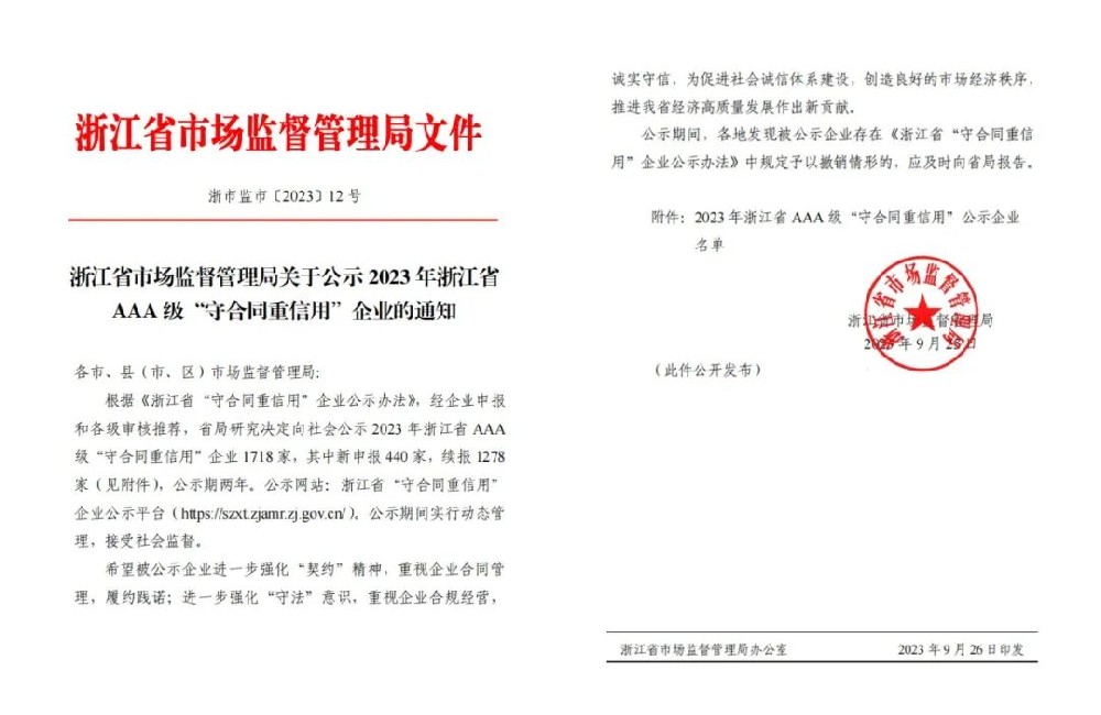 意甲最新官方喜获AAA级“守合同重信用”企业荣誉称号